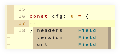 Intersection type for config object with intellisense
